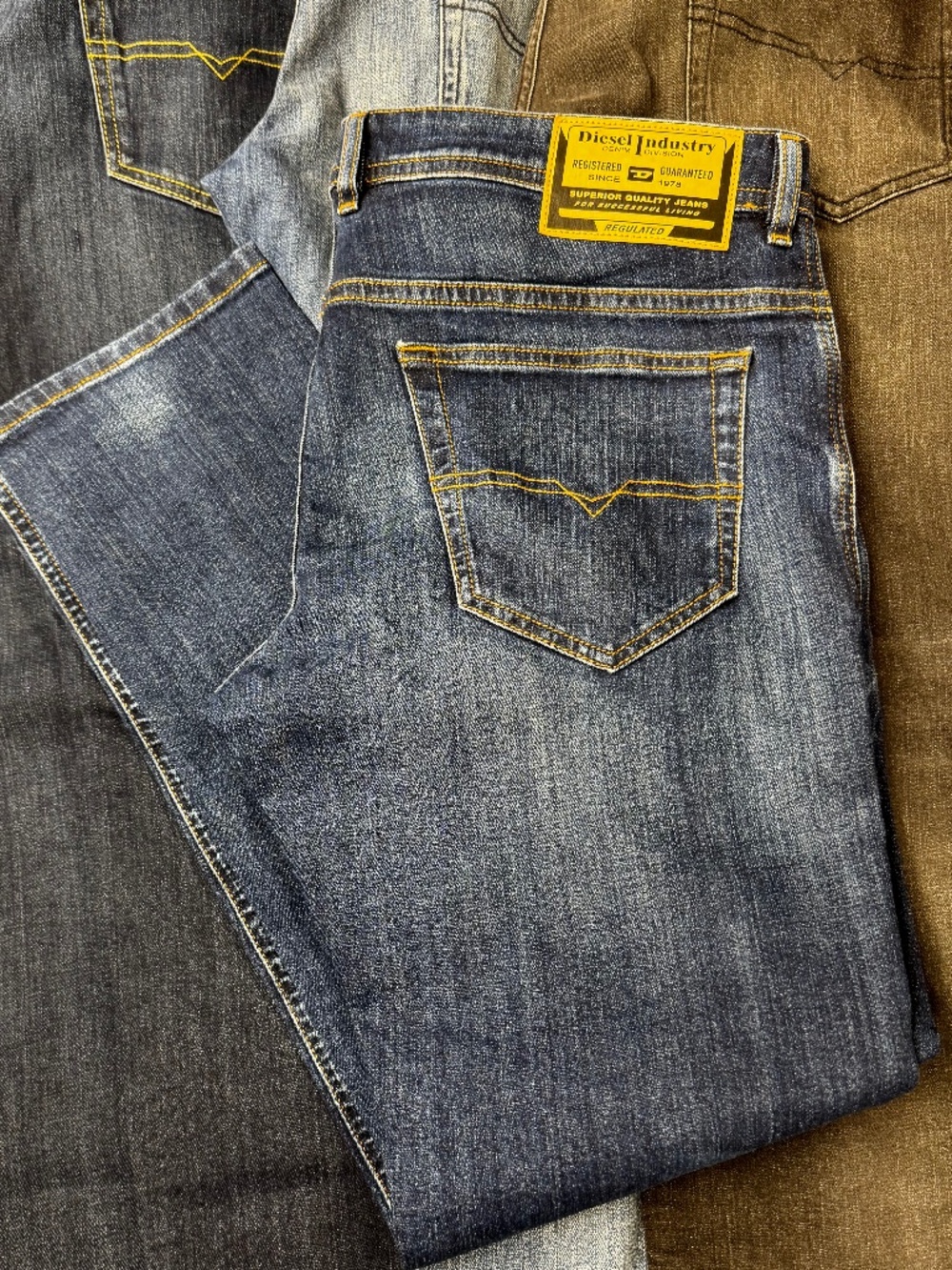Diesel Industry Men's Straight Leg Jeans — Medium Wash Blue
